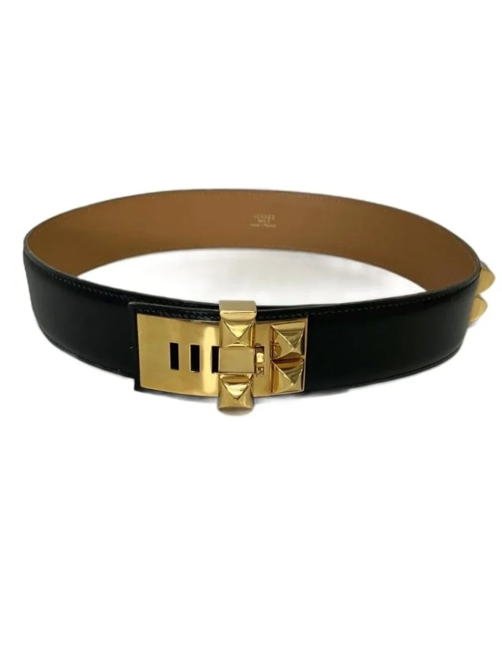 Hermes Archive Vintage Collier de Chien Belt Leather 65 Black